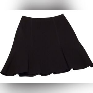 White House Black Market Ponte Fit Flare Black A-Line Fluted Short Skirt Size 4